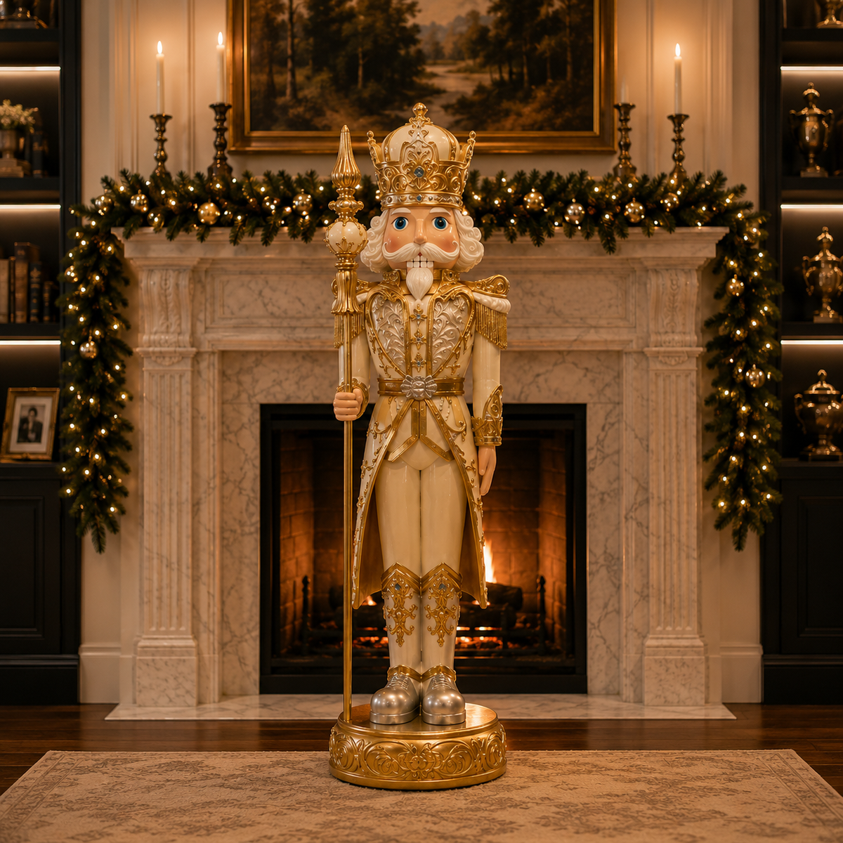 8 FT Gray & Gold Nutcracker