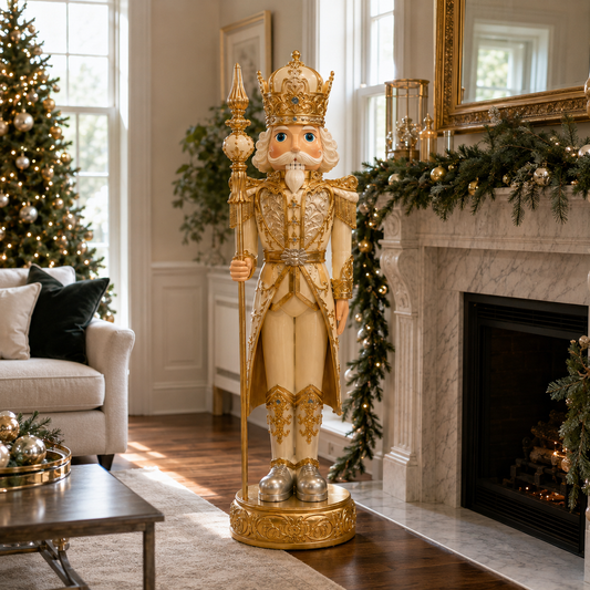 8 FT Gray & Gold Nutcracker
