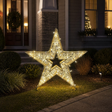Estrella 3D de 4 pies con efecto intermitente blanco cálido y blanco frío