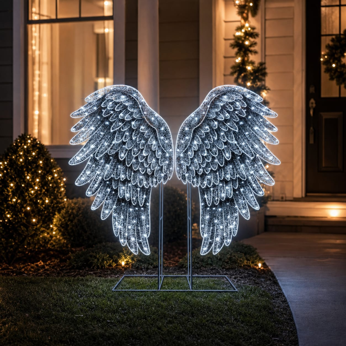 5 FT Cool White LED Angel Wings Twinkle Effect