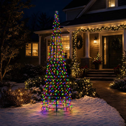8 FT 430 LED Multi Cone Tree Twinkling Effect