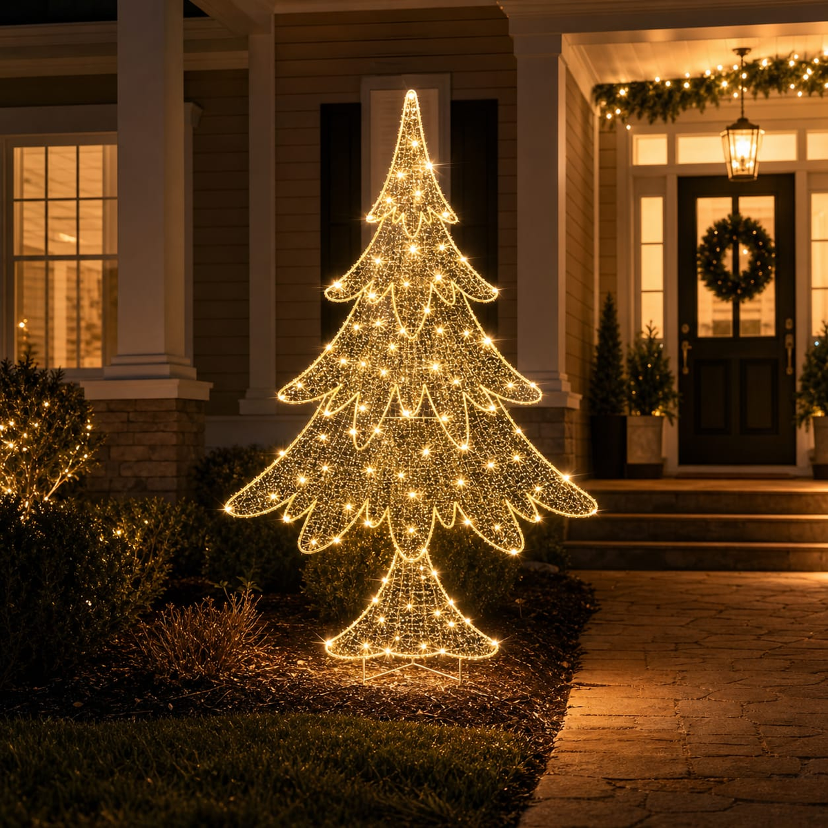 7 FT Warm White LED Christmas Tree Twinkle Effect