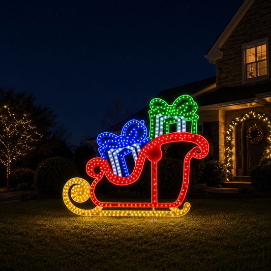 2 FT 396 LED Sleigh With Presents Twinkling Effect