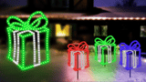 16" X 14" Green LED Present With Twinkle Effect