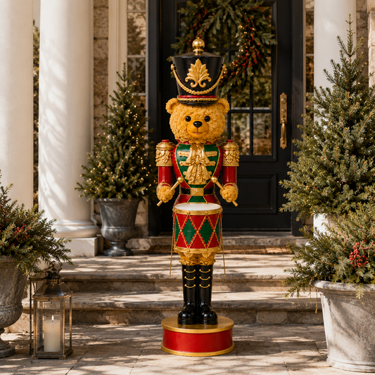 3 FT Red & Green LED Bear Nutcracker With Drum