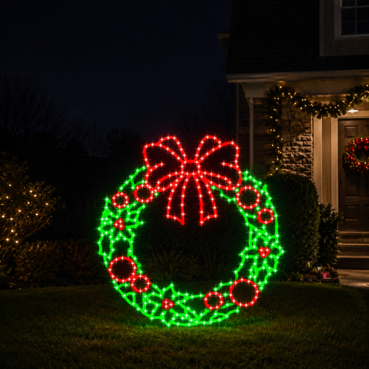 3 FT 588 LED Wreath With Bow Twinkling Effect