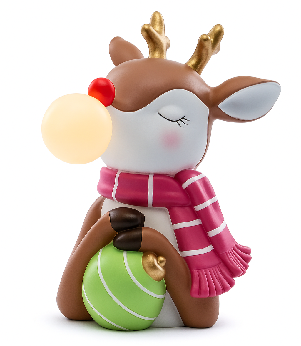 8.5" Lighted Reindeer Holding Ornament