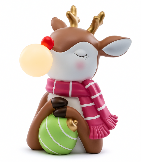 8.5" Lighted Reindeer Holding Ornament
