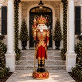 5 FT Red & Gold Multi LED King Nutcracker With Music