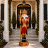 5 FT Red & Gold Multi LED King Nutcracker With Music