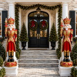 5 FT Red & Gold Multi LED King Nutcracker With Music
