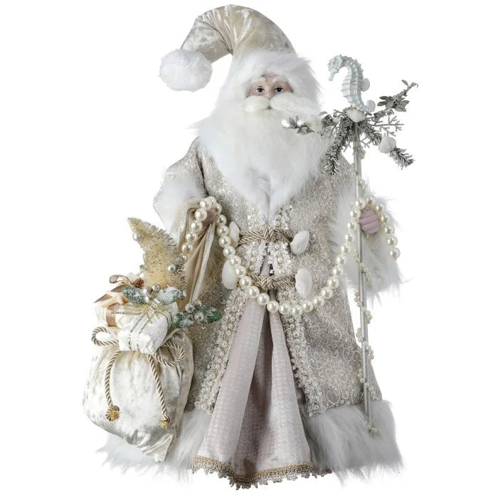 Papá Noel color marfil de 18" con bolsa del tesoro