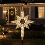 4 FT 8 Point Bethlehem Shimmering Star Warm White & Cool White LED Tree Topper