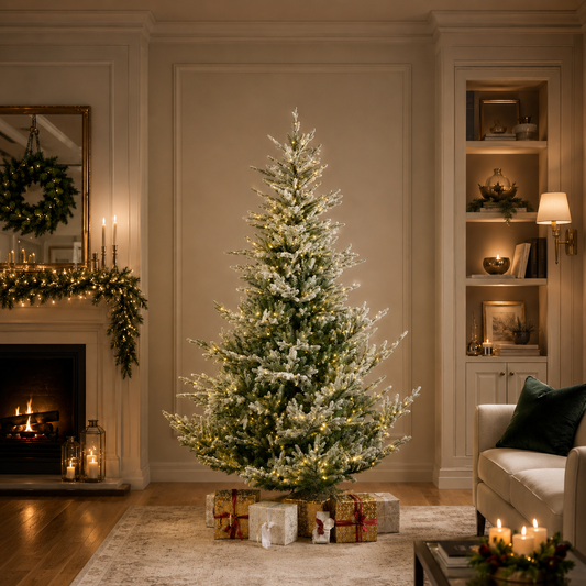 Norway Spruce Snowy Tree Pre Lit Warm White LED Lights