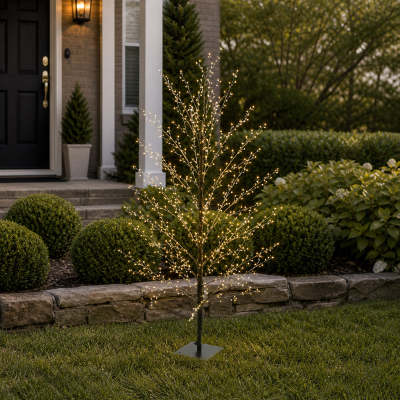 5 FT 1350 LED Warm White Micro Tree With Black Trunk