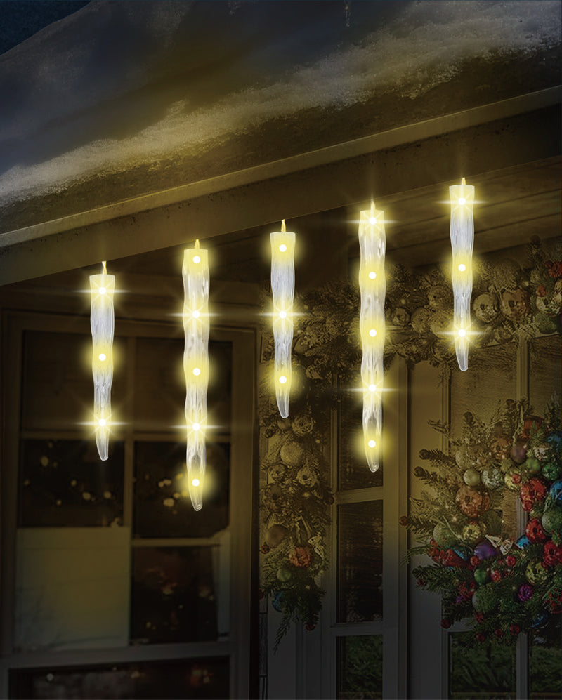 Luces centelleantes de 6 metros y 80 LED, blanco cálido con cable blanco