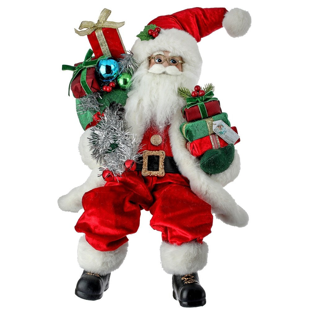 20" Retro Sitting Santa With Gifts