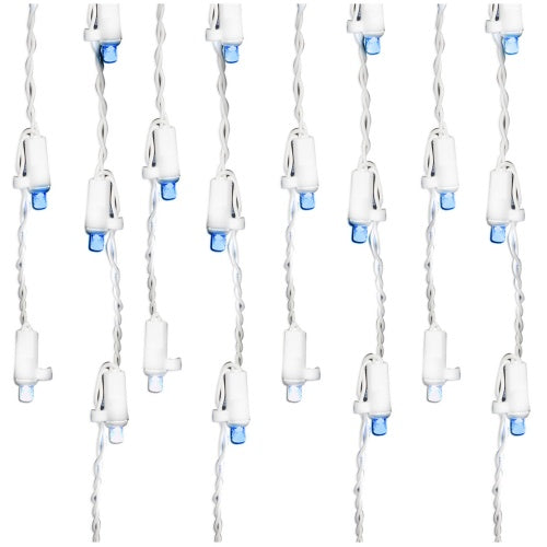 Luces de carámbano de 8 FT y 60 LED azul y blanco con cable blanco
