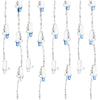 Luces de carámbano de 8 FT y 60 LED azul y blanco con cable blanco