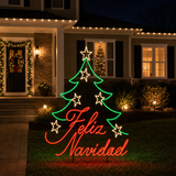 5 FT X 4 FT Red & Green LED Feliz Navidad Tree
