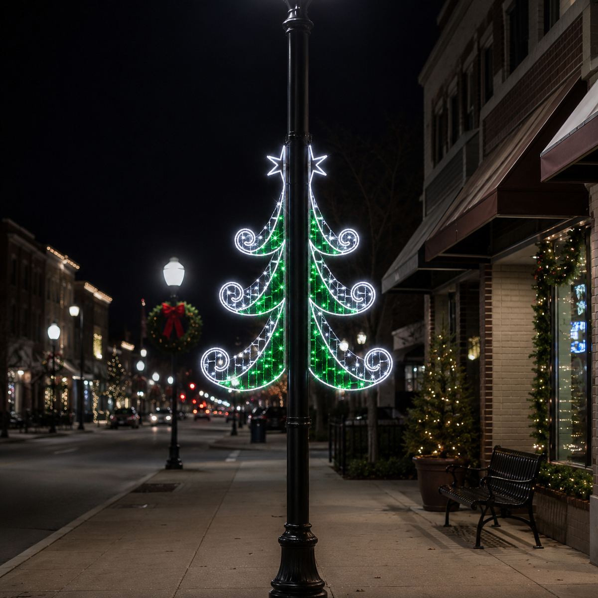 5 FT X 2 FT Green & White LED Tree Pole Banner