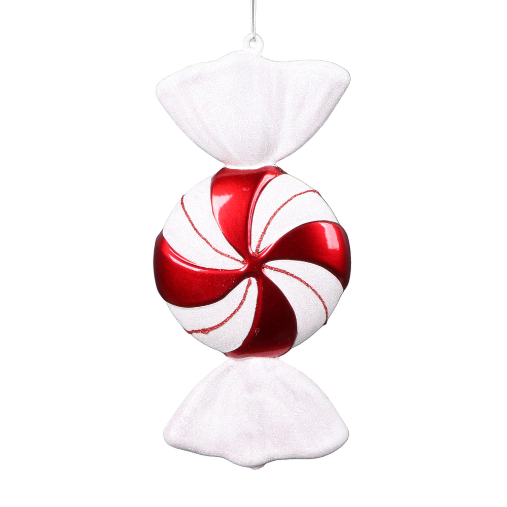 12" Wrapped Peppermint Candy Ornament Set Of 2