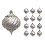 6" Matte Swirled Sequin Shatterproof UV Onion Finial Ornament Set Of 6