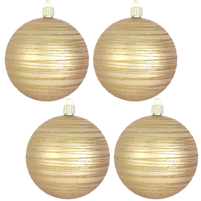 Set de 4 adornos de bola inastillables con purpurina mate de 5 pulgadas con protección UV