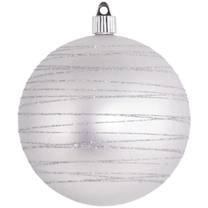 5" Matte Glitter Shatterproof UV Ball Ornament Set Of 4