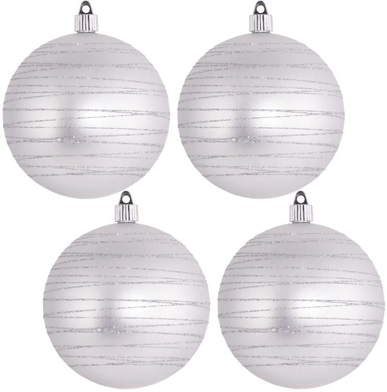 5" Matte Glitter Shatterproof UV Ball Ornament Set Of 4