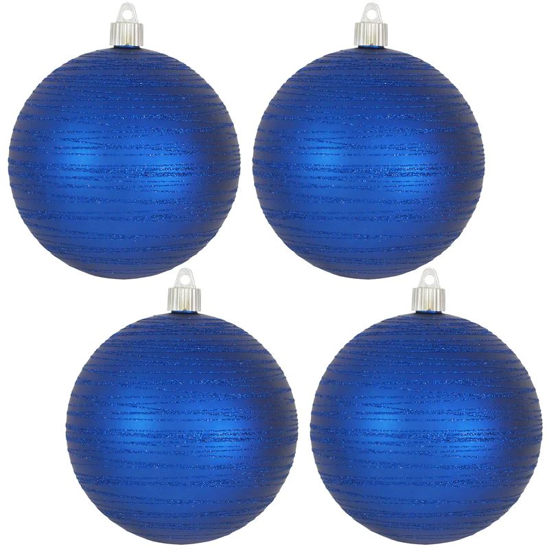 Set de 4 adornos de bola inastillables con purpurina mate de 5 pulgadas con protección UV