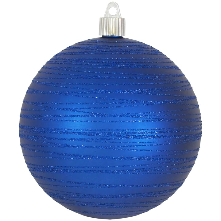 5" Blue Matte Glitter Shatterproof UV Ball Ornament Set Of 12