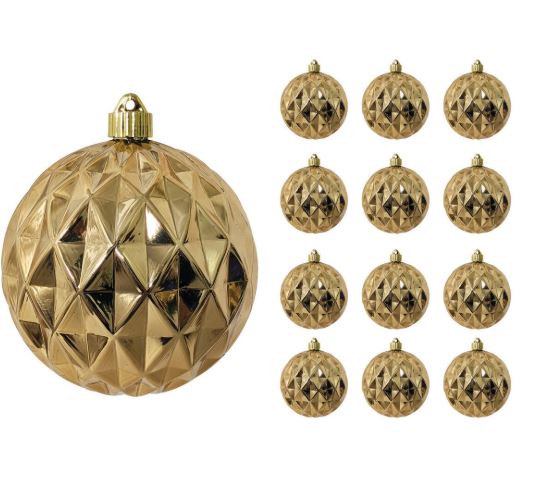6" Shiny Diamond Shatterproof UV Ball Ornament Set Of 8