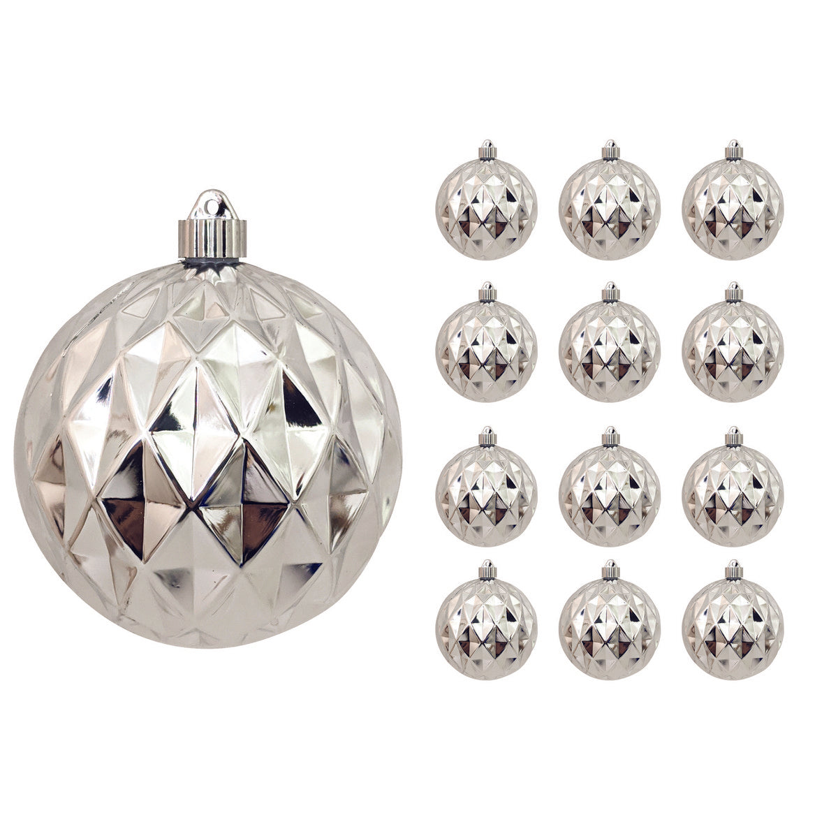 6" Shiny Diamond Shatterproof UV Ball Ornament Set Of 8