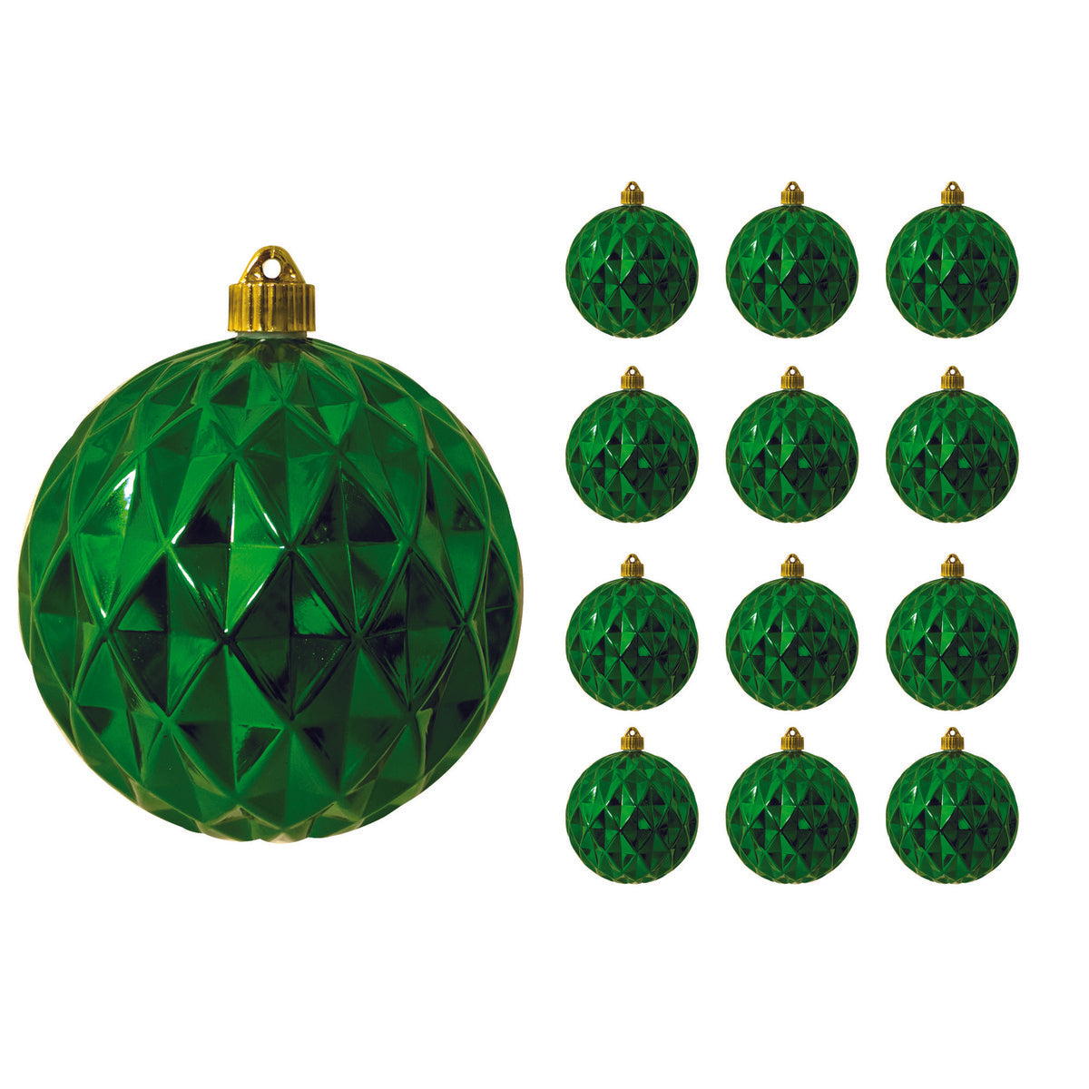 6" Shiny Diamond Shatterproof UV Ball Ornament Set Of 8