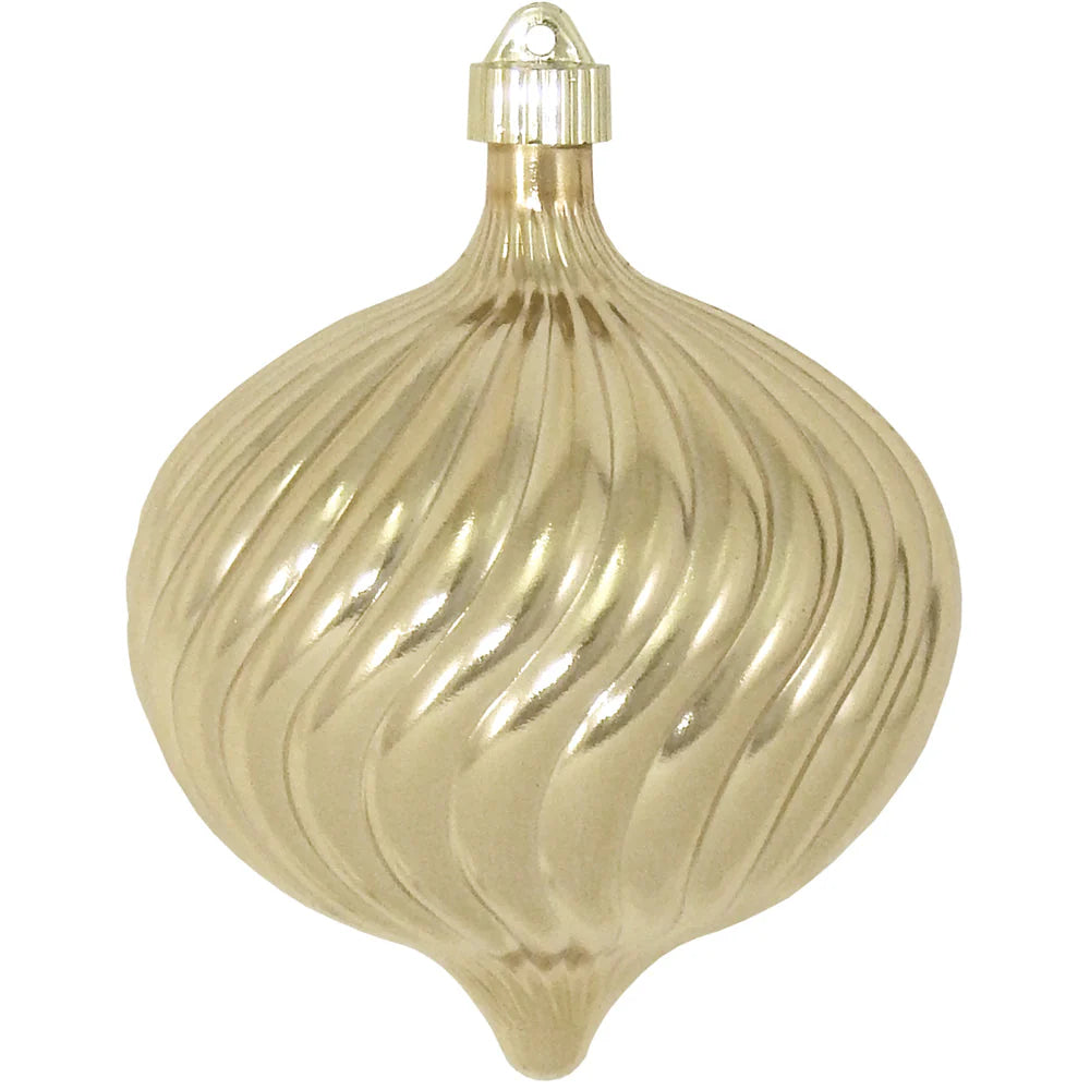 6" Gold Gilded Swirled Shatterproof UV Onion Ornament Set Of 6