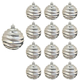 6" Silver Wavy Shatterproof UV Ball Ornament Set Of 6