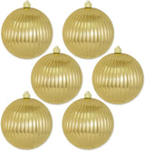 8" Ribbed Shatterproof UV Ball Ornament Set Of 4