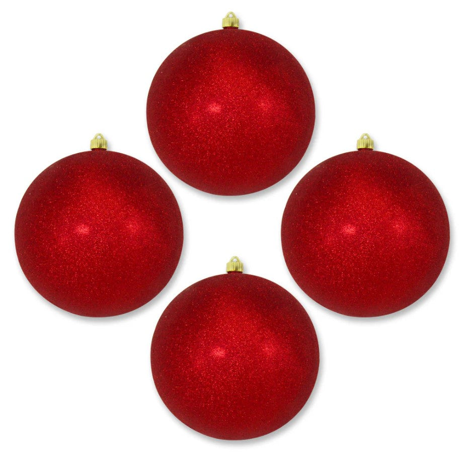 10" Glitter Shatterproof UV Ball Ornament Set Of 2