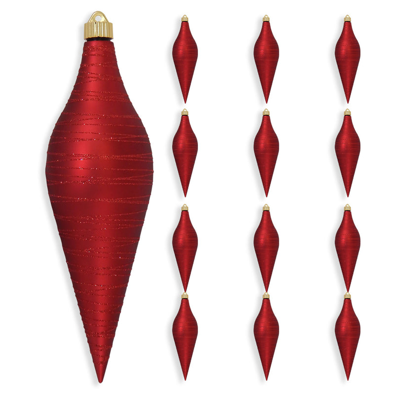 12" Glitter Shatterproof Finial Set Of 6