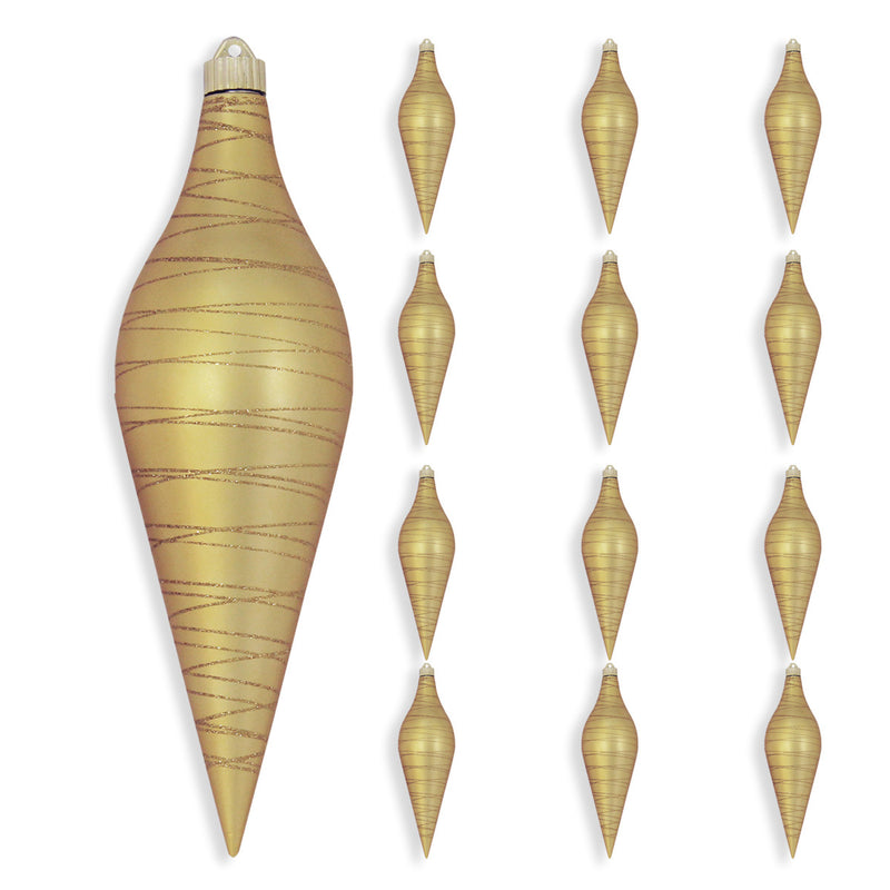 12" Glitter Shatterproof Finial Set Of 6