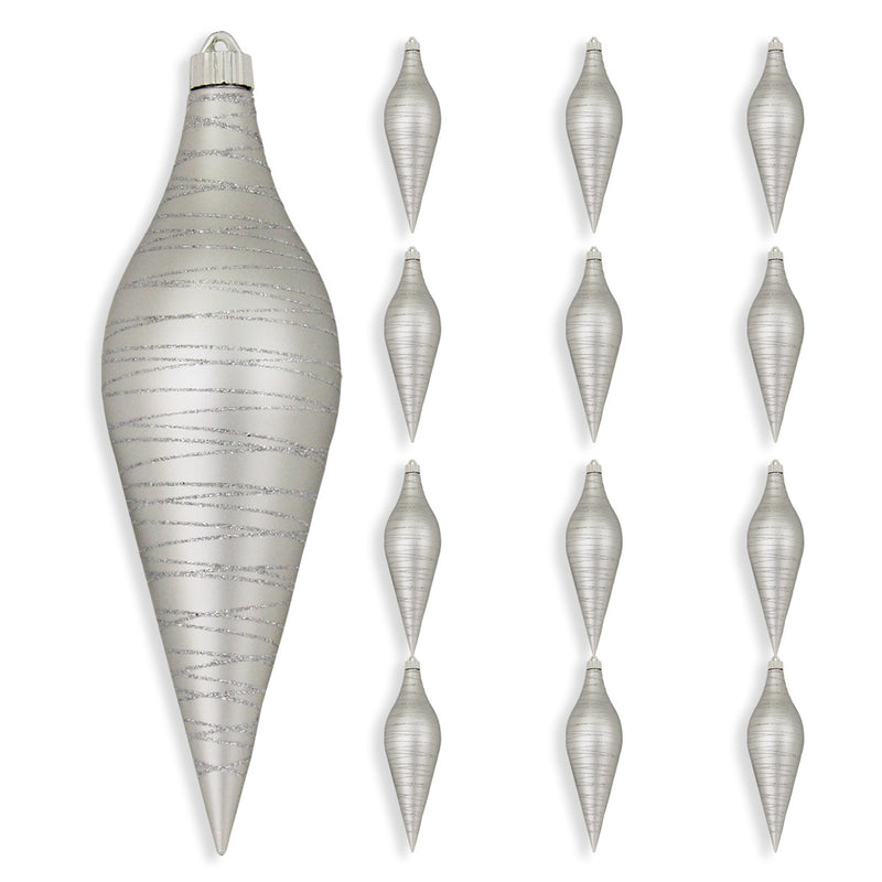 12" Glitter Shatterproof Finial Set Of 6
