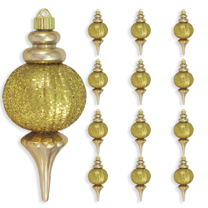 8" Glitter Sequin Shatterproof Finial Set Of 6