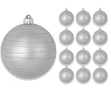 6" Grey & Silver Glitter Shatterproof Ball Ornament Set Of 6