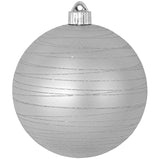 6" Grey & Silver Glitter Shatterproof Ball Ornament Set Of 6