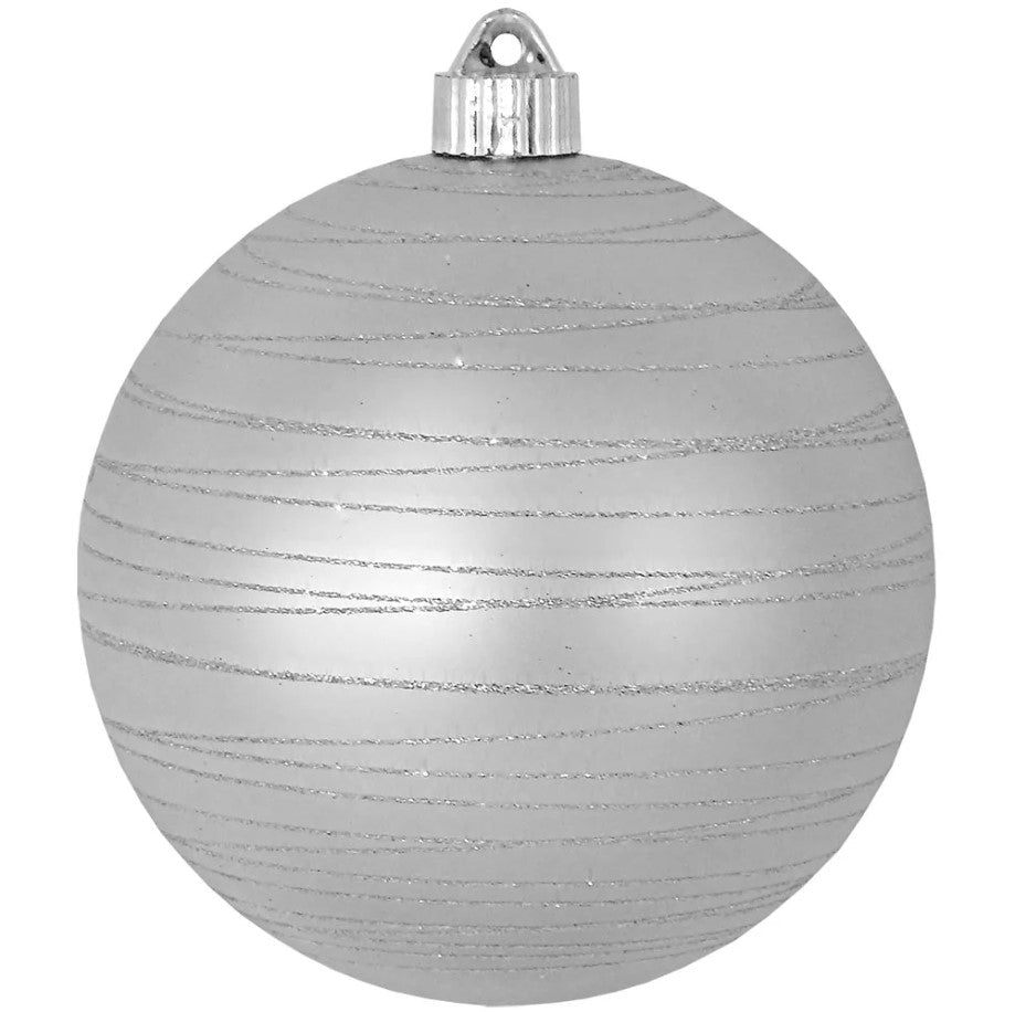 6" Grey & Silver Glitter Shatterproof Ball Ornament Set Of 6