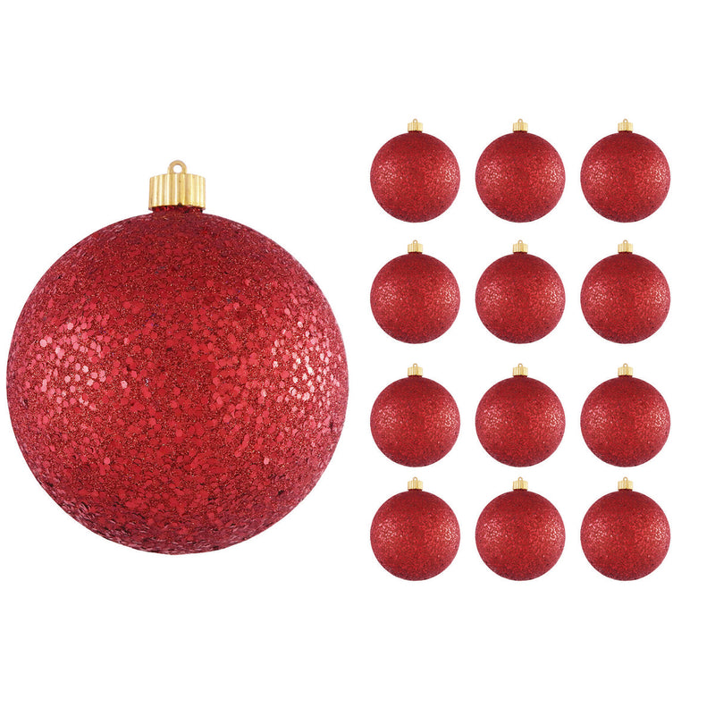 6" Glitter Shatterproof Ball Ornament Set Of 8