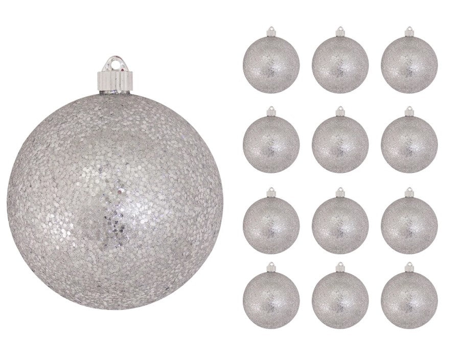 6" Glitter Shatterproof Ball Ornament Set Of 8