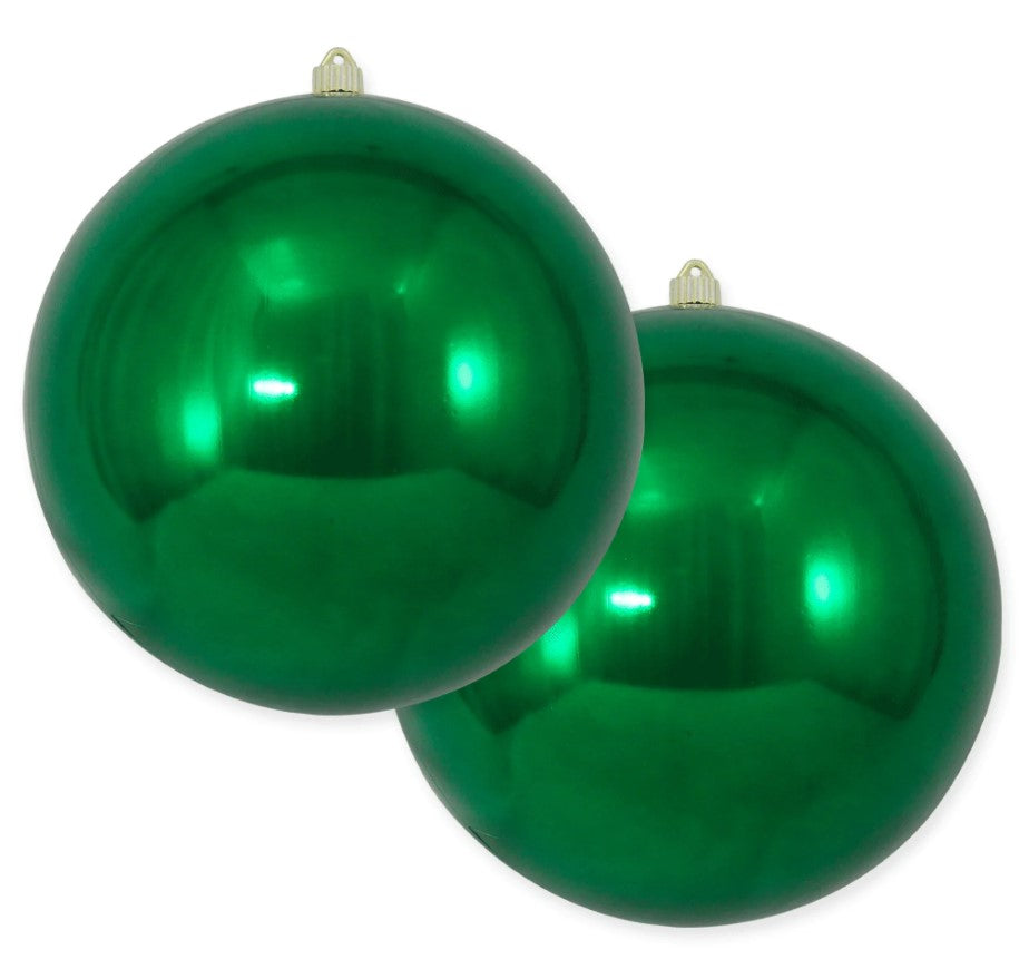 12" Shatterproof UV Ball Ornament Set Of 2