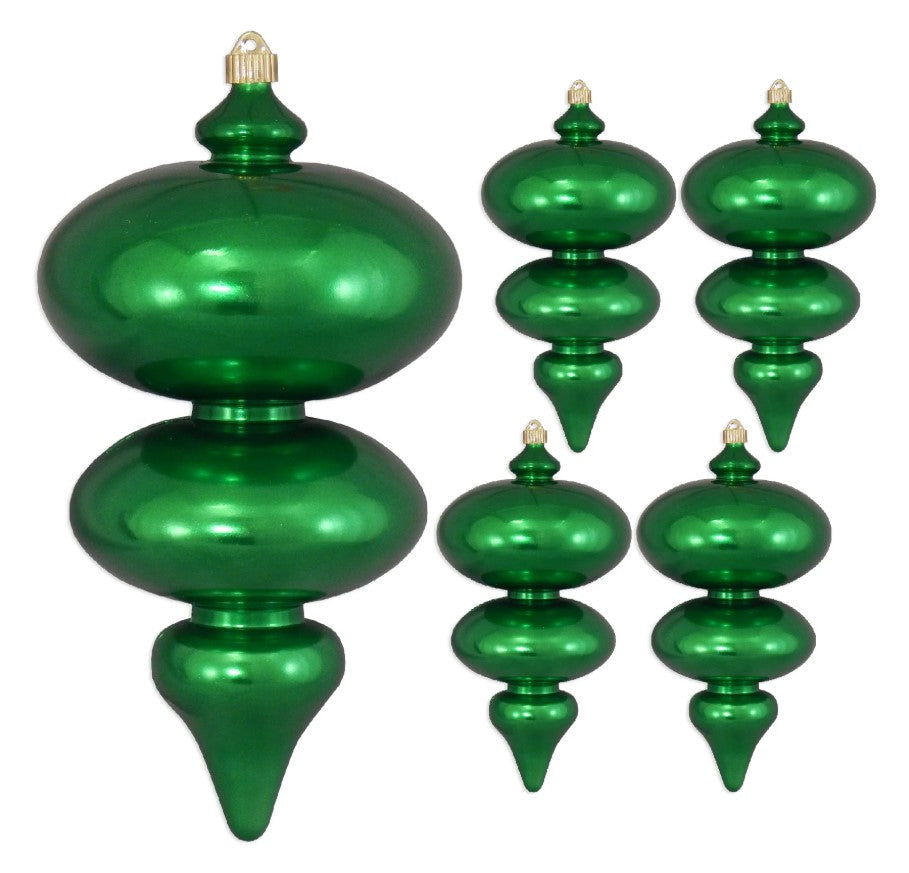 15" Jumbo Shatterproof UV Finial Ornament Set Of 2